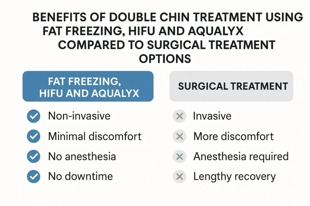 Graphic about the benefits of double chin treatment Newcastle-under-Lyme - from LA LIPO