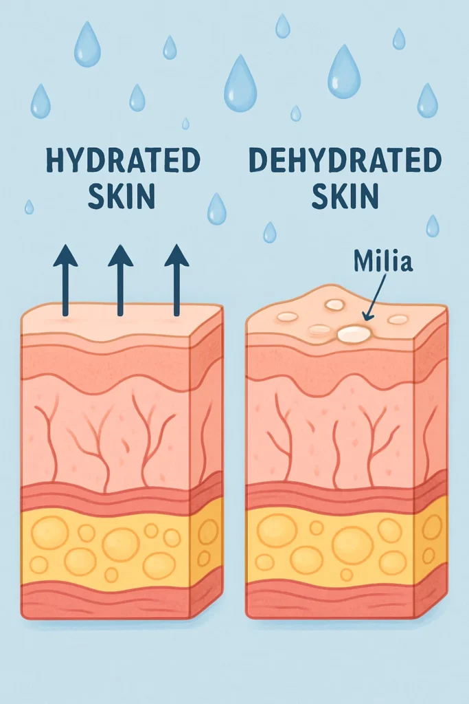 The importance of hydration and milia production Newcastle-under-Lyme